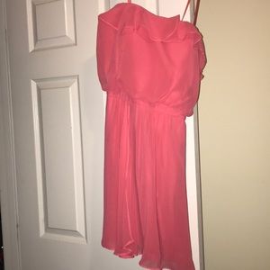 Strapless coral pink dress